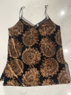 Worn once! Free People Women’s Black Paisley Velvet Cami Tank Top